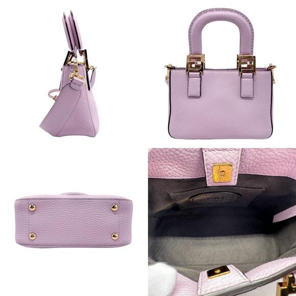 Fendi Handbags - Fendi Bag Leather Crossbody Selleria Gold Shoulder Purple